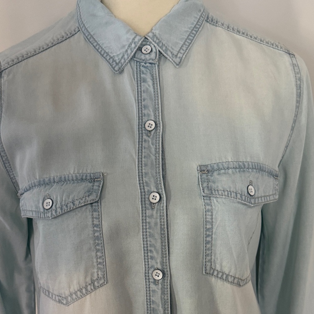 Light Wash Denim Button-Up Shirt - Picture 2 of 9